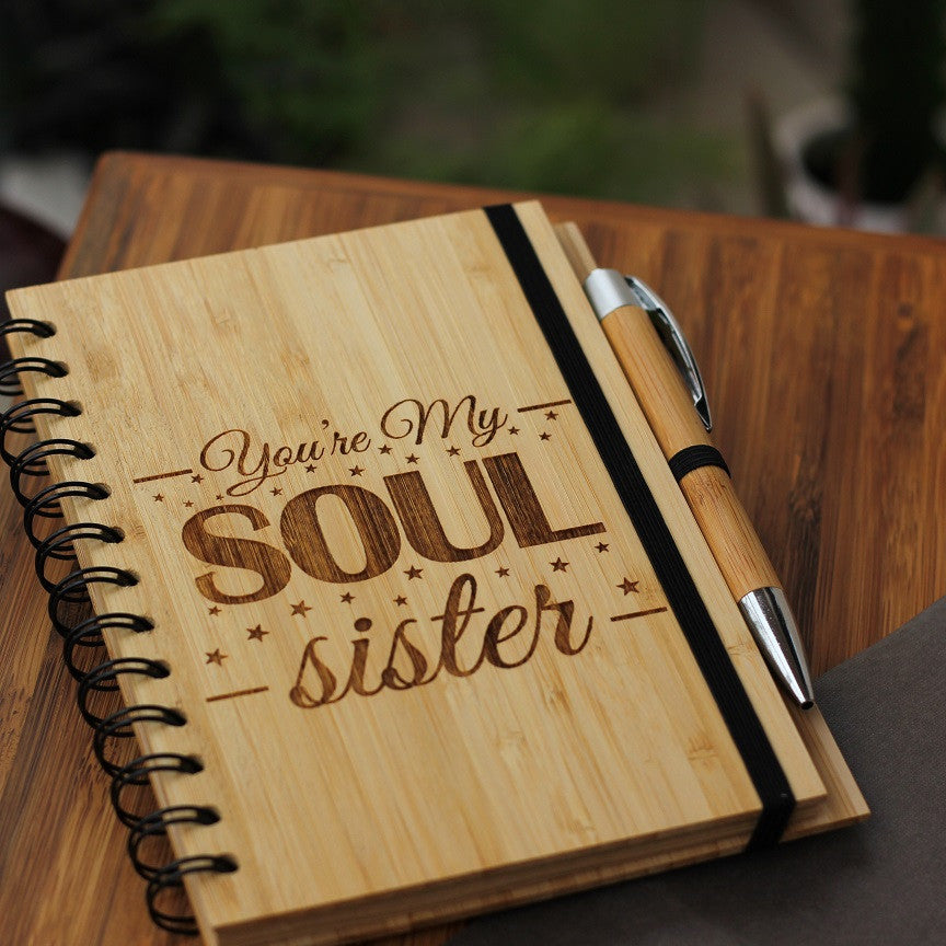 You're my soul sister - Best friend Notebook - Best friend gifts - Gifts for friends - Friendship Gifts - Friendship day Gifts for best friend - Wooden Notebook - Personalized Notebook - Woodgeek Store