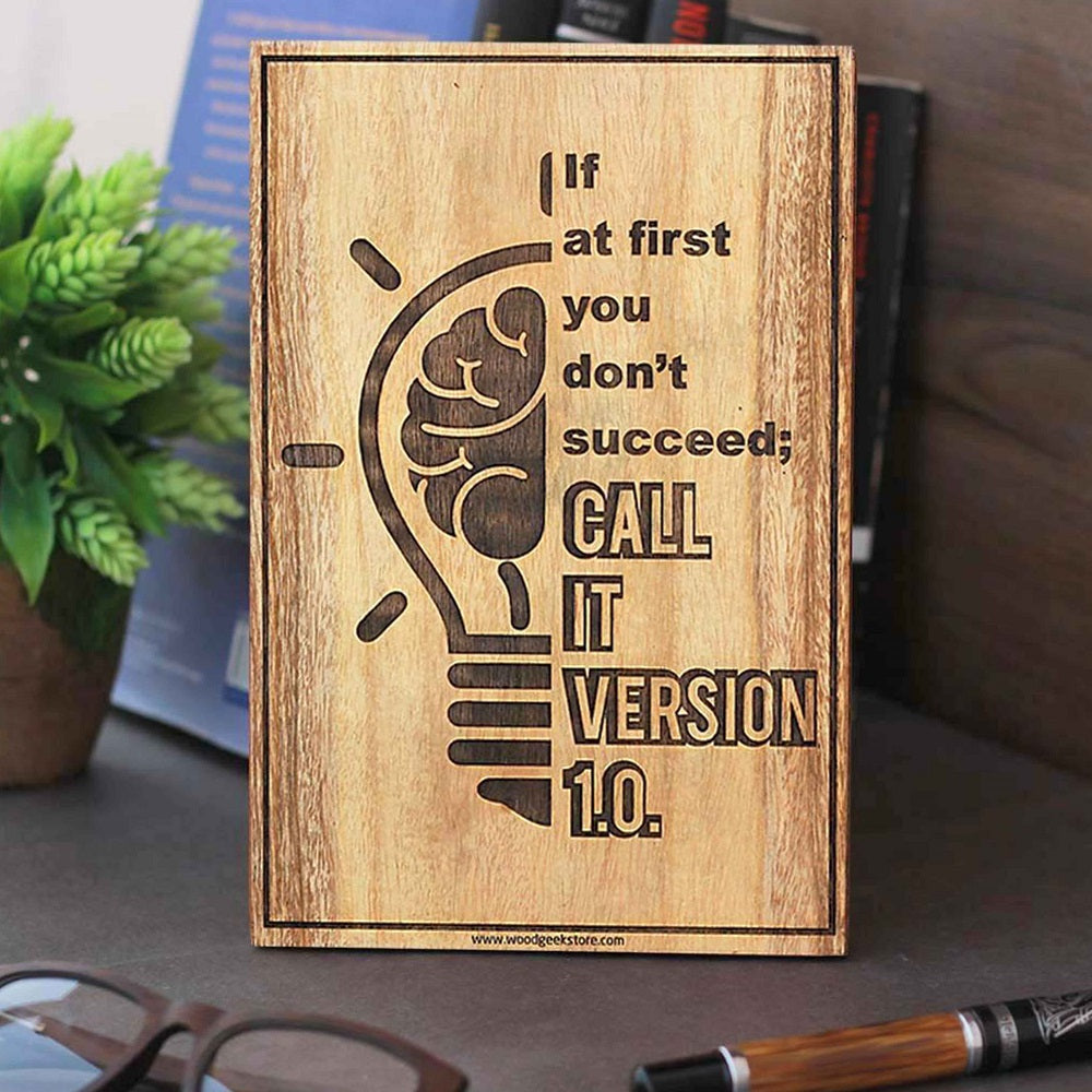 If you don't succeed,call it version 1.0 engraved wood sign - wood sign for coders - wood sign for home - inspirational wood signs - wooden plaques - Home signs made of wood - Gifts for friends - Gifts for coders - woodgeekstore
