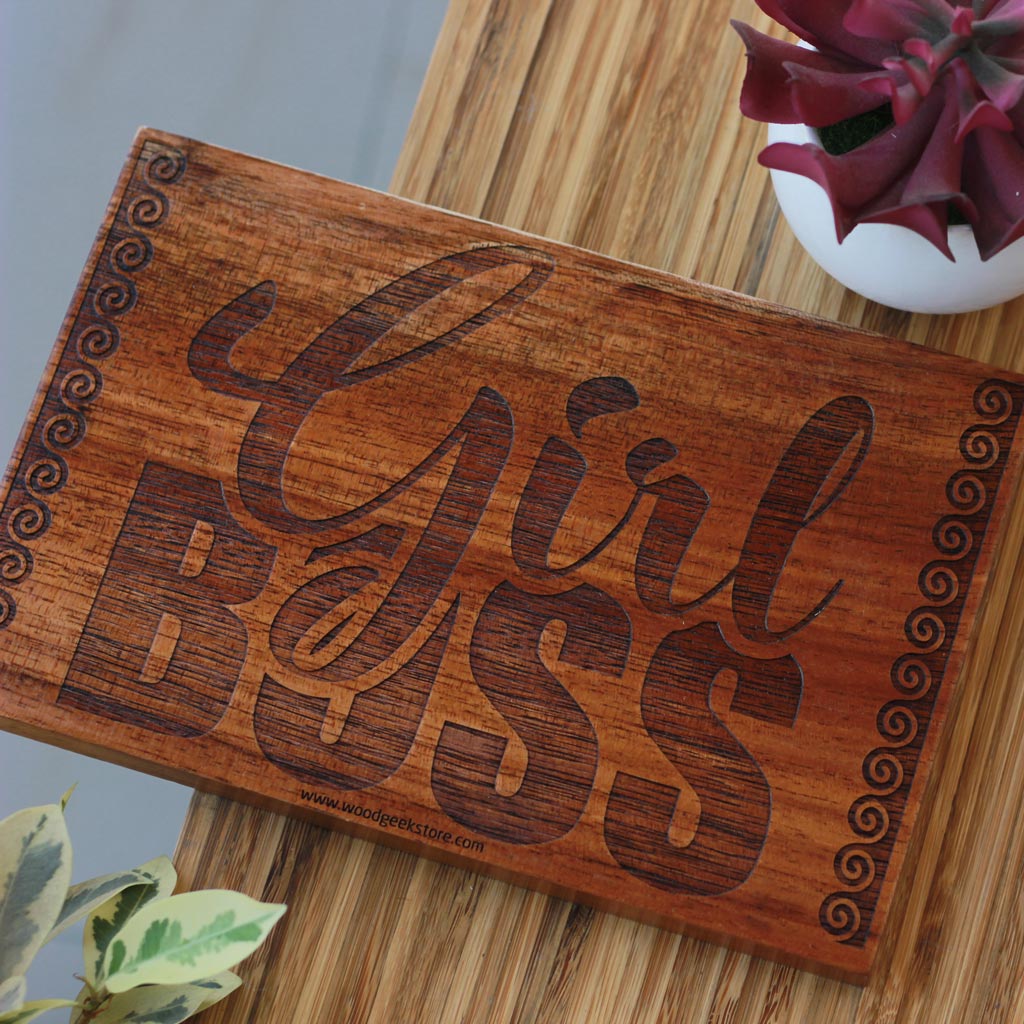 Girl Boss Wood Sign for Office Decor & Home Decor - Unique Gifts for Women on Women's Day - Woodgeek Store