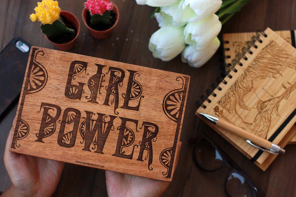 Girl Power Wooden Poster - Best Gifts for Women - Feminist Gifts - Women's Day Gifts by Woodgeek Store