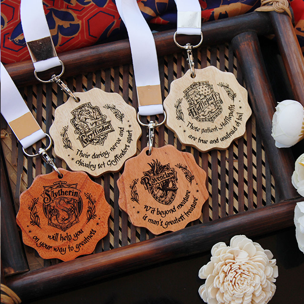 Harry Potter Hogwarts House Logo Wooden Medals. These custom medals make one of the best gifts for Harry Potter fans. Harry Potter Medals for Potterheads.