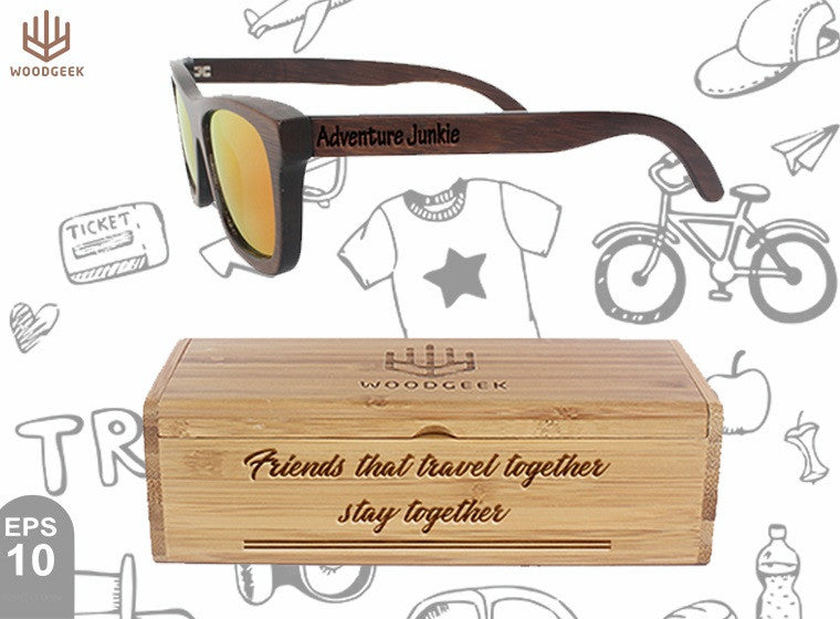 Friends that travel together stay together - Customized Sunglasses Box - Adventure Lover Sunglasses - Holiday Sunglasses - Vacation Sunglasses - Custom Wood Sunglasses - Personalized Sunglasses - Stylish Sunglasses - Polarized Sunglasses - Woodgeek Store