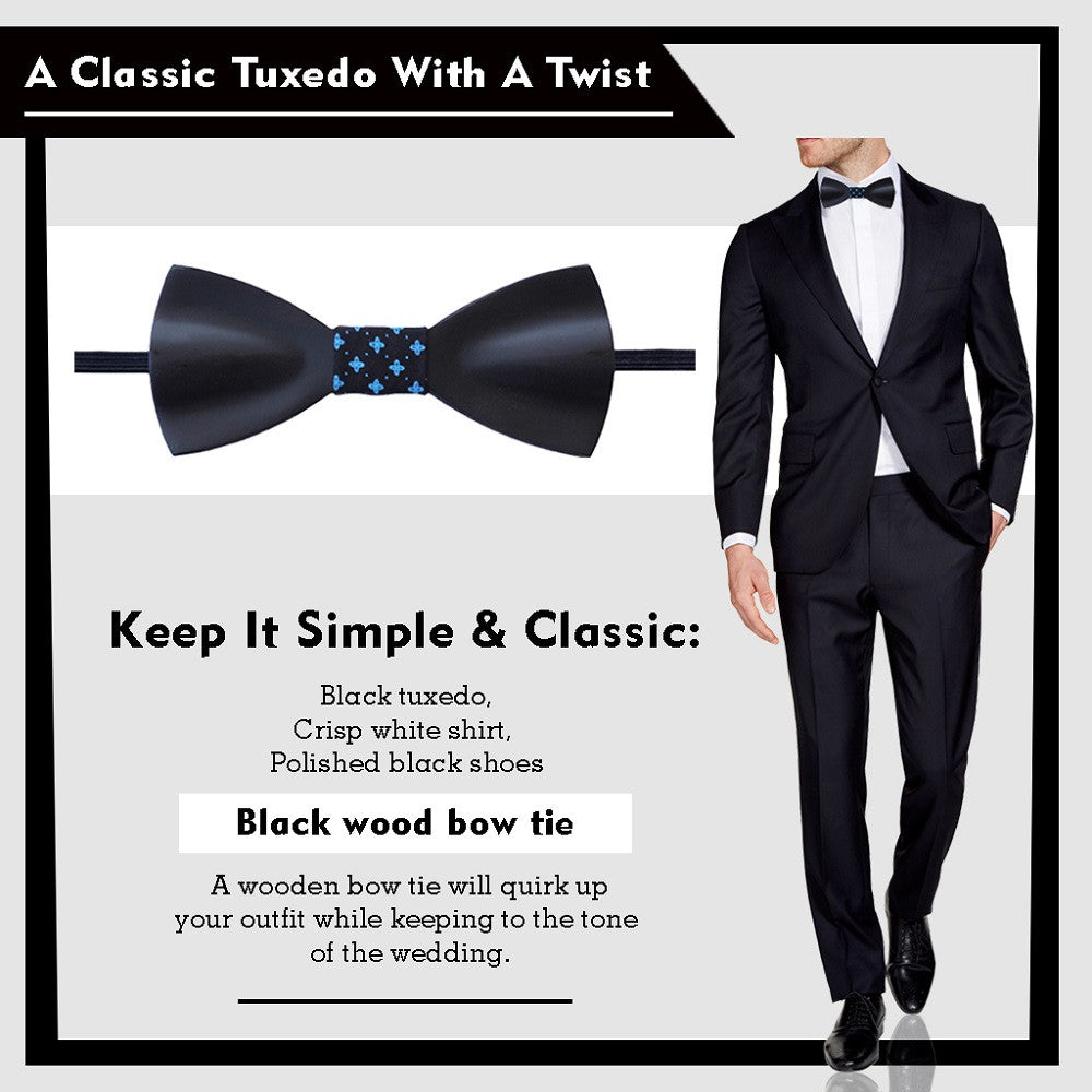 How to wear a wooden bow tie at a wedding - Groomsmen's Bow Ties - Groom's Bow Ties - Wedding Bow Ties - Woodgeek Store