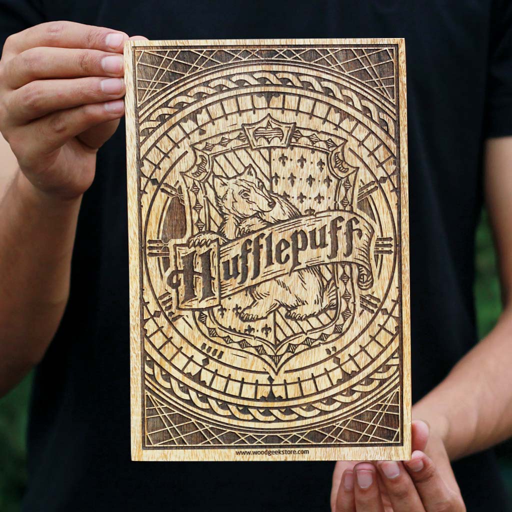 Gryffindor Harry Potter House Logo Carved Wooden Poster. These Harry Potter Wood Posters Make Really Cool Harry Potter Gifts For Any Potterhead. Buy More Personalized Harry Potter Gifts Online From The Woodgeek Store