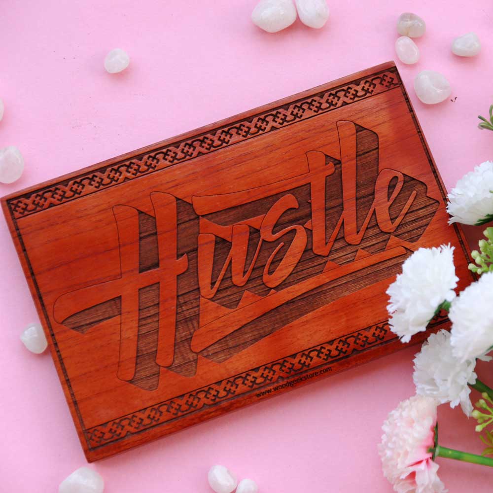 Hustle Wood Sign - Motivational Wooden Signs - Gifts for Capricorn Friends - Capricorn Birthday Gifts - Wooden Wall Signs - Gift Ideas For Friends - Woodgeek Store