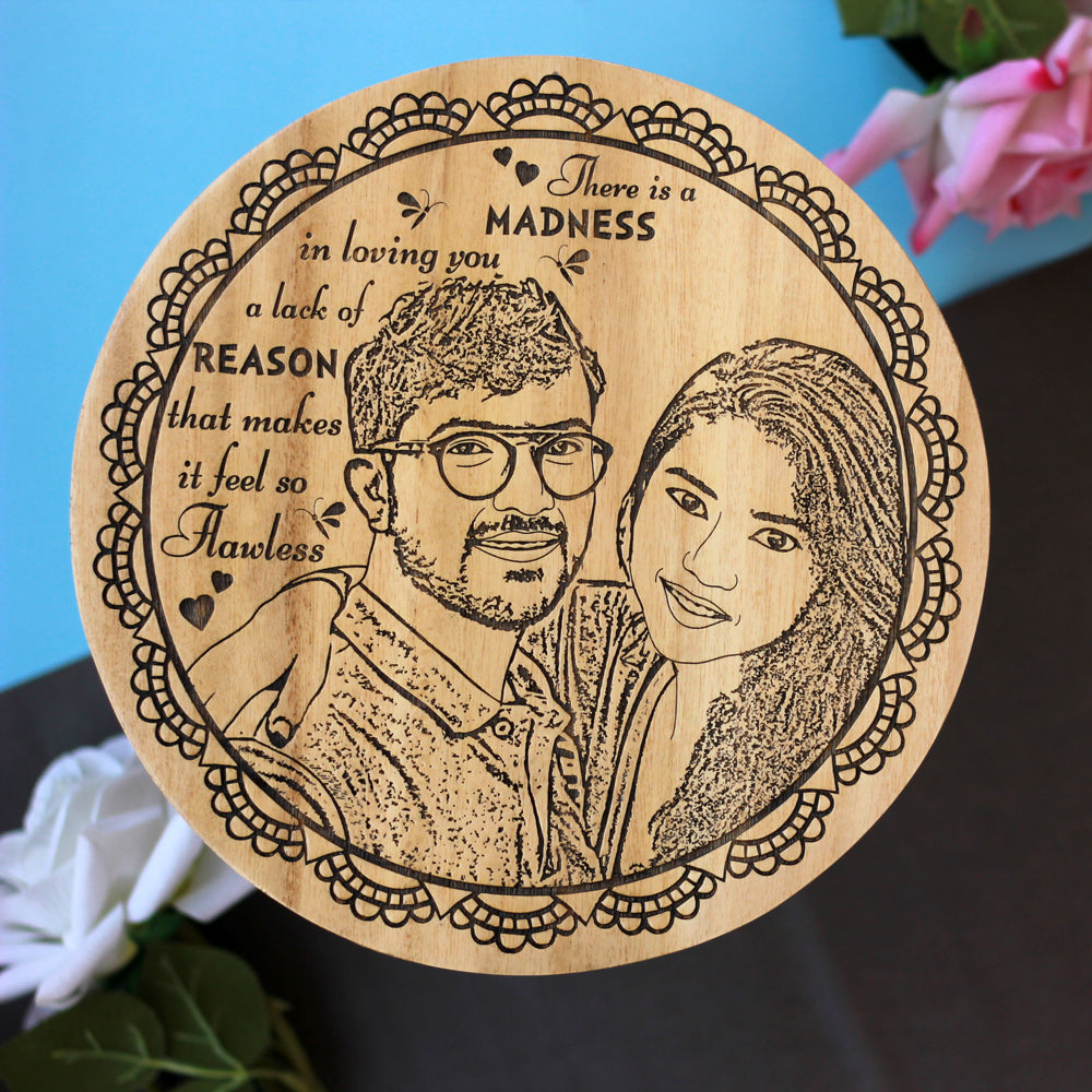 There Is A Madness In Loving You Personalized Wooden Circular Poster - Customized Circular Posters - Buy Posters Online - Present Ideas For Couples - Items Made From Wood - Couple Items - Woodgeek - Woodgeekstore