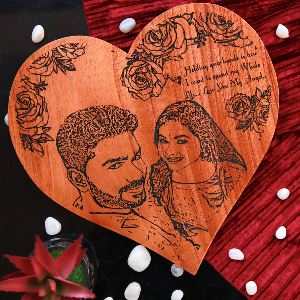 Customize Your Own Wooden Poster - Personalised Gift Ideas - Valentine's Present - Gifts For Couples - Engraved Wooden Photo Plaque - Heart Shaped Poster Online -  Gifts For Couple - I Love You Gifts - Love Gifts - Woodgeek - Woodgeekstore
