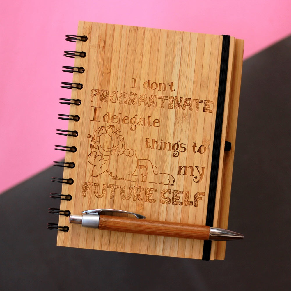 I don't procrastinate. I delegate things to my future self - List Making Journal - A funny notebook custom engraved for list making
