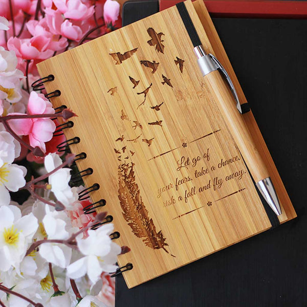 A custom inspirational journal. A wooden notebook custom engraved with a quote. Best Gifts for Gemini According To Personality Traits