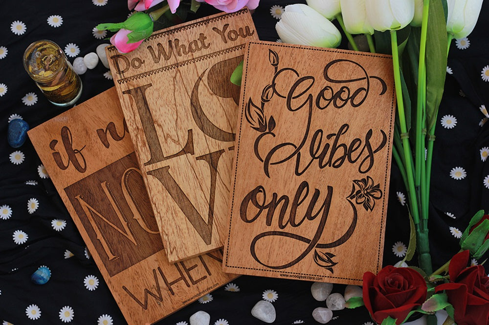 Good Vibes Only Inspirational Wood Signs for Home and Office by Woodgeek Store