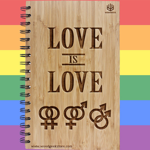 NOH8 Campaign - Love is Love - Equal rights for LGBTQ community - Gay Rights - Marriage Rights - Wooden Notebook - Woodgeek Store