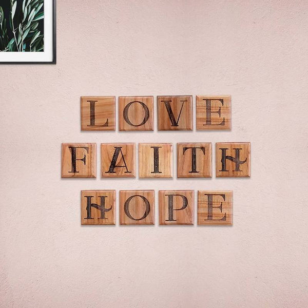 Love Hope Faith Wooden Crossword Art & Scrabble Wall Art - Wooden Gifts for Friends  Custom wood engraving - Personalised Gift Items - Wooden Letter Tiles - Crossword Puzzle Art - Make Your Own Crossword Puzzle - Wooden Crossword Wall Art - Scrabble Tile Art - Wooden Letter Tiles for Home Decor by Woodgeek Store