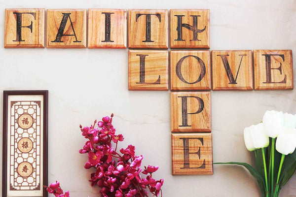Love Hope Faith Crossword Art - Wooden Crossword Art For Wall Decor - Gifts for Gemini