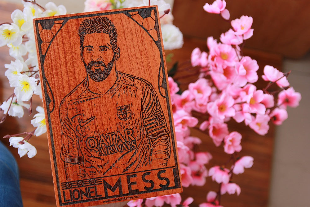 Messi Wooden Poster - wall poster online - messi poster - special birthday gifts - carved wooden posters - wooden products online - gifts for sagittarius - cool  gift ideas - woodgeekstore
