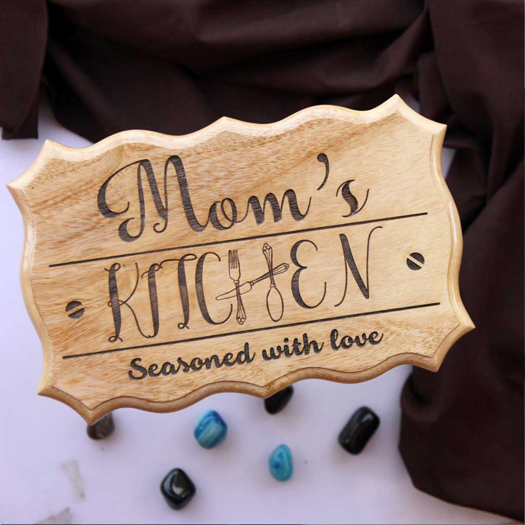 Personalized Mom's Kitchen Wooden Sign - This Wood Carved Sign Makes One Of The Best Gifts For Mums - Buy Unusual Mother's Day Gifts From The Woodgeek Store