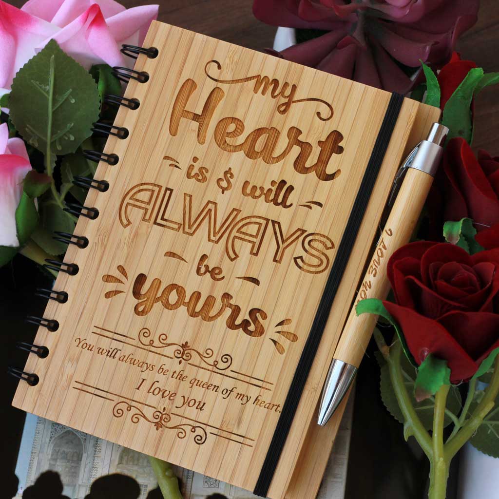 My Heart Is And Will Always Be Yours Notebook - Valentine's Day Gifts - The Best Notebooks For Creative People - Love Journal -  Wood Journals To Inspire Creativity - Art Journal - Writers Journal  - Best Romantic Gifts - Woodsite - Woodgeek Store 