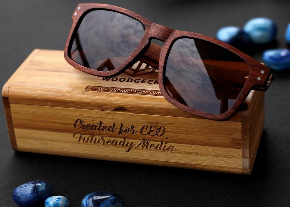 The Navigator Rectangle Sunglasses - Personalised Wooden Sunglasses - Woodgeek Store