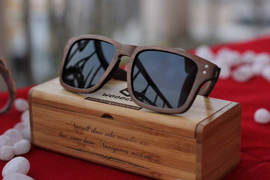 The Navigator Rectangle Sunglasses - Wooden Personalised Sunglasses - Woodgeek Store 