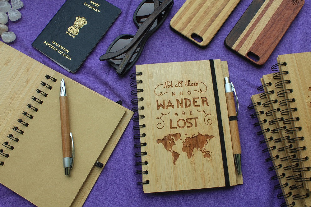 Not all those who wander are lost - Bamboo Travel Journal - Woodgeek Store