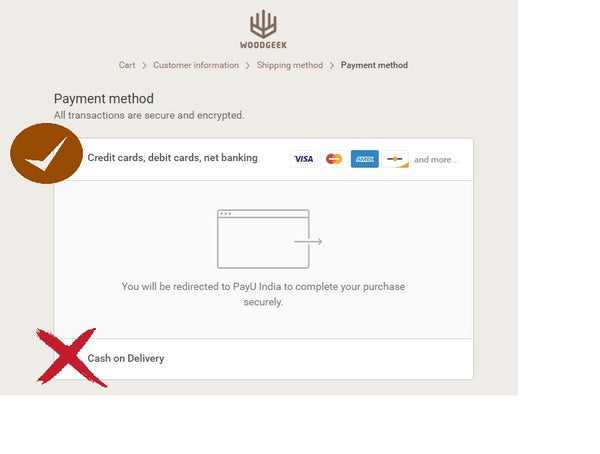 Payment process for customized orders- Woodgeek Store