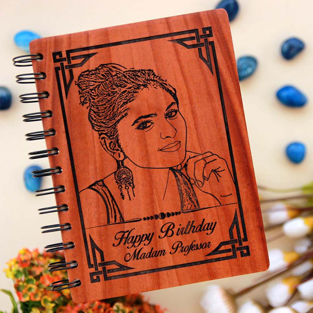 This Wood Engraved Photo On A personalised Notebook with A Birthday Message Is best gift for teacher from student. Looking for best teacher gifts? This Photo On Wood Engraved On A Spiral Notebook Is A Great Teacher Appreciation Gifts.