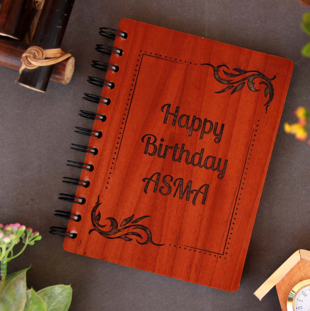 Personalised Diary Notebook Engraved With Birthday Wishes This is the best birthday gifts for wife and birthday gift for girlfriend. These wooden notebooks make unique birthday gifts for her and birthday gifts for women.