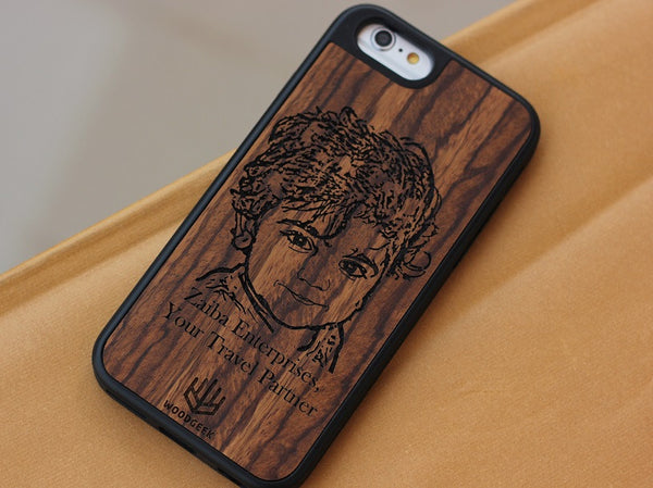 Personalized photo engraved wooden iPhone case - Woodgeek Store