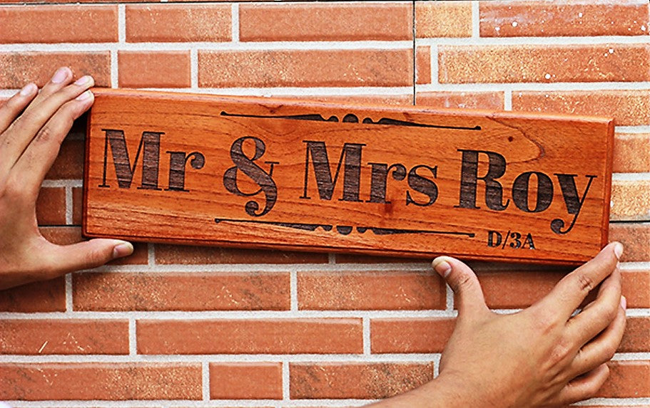 Personalized Wooden Mr and Mrs Nameplate- Engraved Wooden Plaque- Wedding Gifts- Unique Gifts For Him And Her- Woodgeek Store