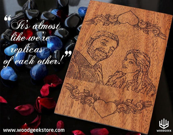 Personalized wooden cards from Woodgeek Store