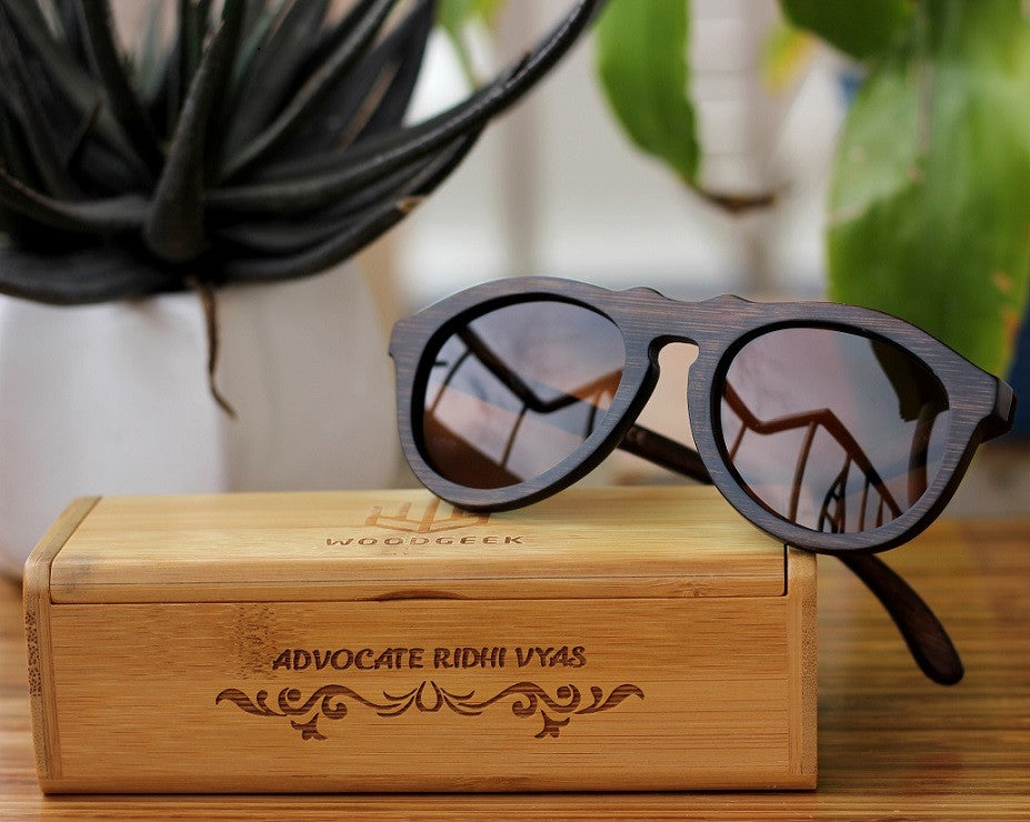 The Retro Round Sunglasses - Wooden Personalised Sunglasses - Woodgeek Store