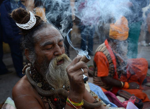 Lord Shiva smoking weed - Cannabis Smoking God - Marijuana - Mahadeva Smoking Ganja - Woodgeek - Woodgeekstore