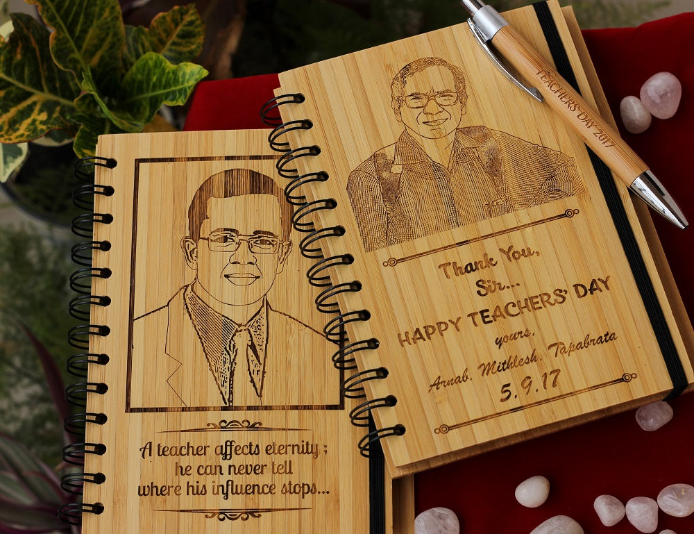 Teacher's Day Gifts: Wooden Notebook - Personalized Notebook - Notebook for Teachers - bamboo notebook - Customized Bamboo Wood Journal - Woodgeek Store