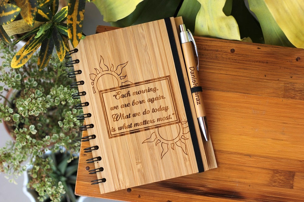Personalized Teacher's day Gifts - Gifts for Teachers - Notebooks for Teachers - Affordable Teacher's Day Gifts - Wooden Notebook - Personalized Notebooks - Bamboo Journal - Woodgeek Store