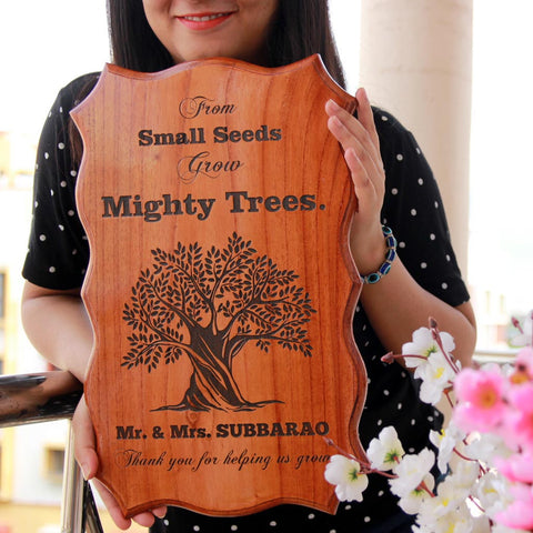 From Small Seeds Grow Mighty Trees Custom Wood Sign. This Personalized Wood Carved Sign Makes One Of The Best Gift Ideas For Teachers. Looking For Teacher's Day Gifts ? These Wall Signs Make The Best Gifts For Teachers.