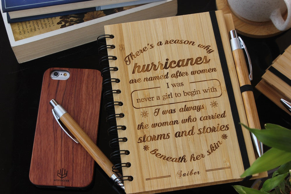 There is a reason hurricanes are named after women bamboo wood notebook - Woodgeek Store