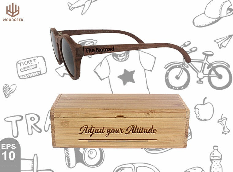 Adjust your altitude - Customized Sunglasses Box - The Nomad Travel Sunglasses - Holiday Sunglasses - Vacation Sunglasses - Custom Wood Sunglasses - Personalized Sunglasses - Stylish Sunglasses - Polarized Sunglasses - Woodgeek Store