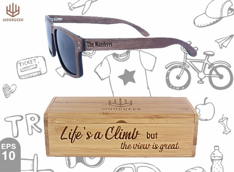 Life's a climb but the view is great - Customized Sunglasses Box - The Wanderer Travel Sunglasses - Holiday Sunglasses - Vacation Sunglasses - Custom Wood Sunglasses - Personalized Sunglasses - Stylish Sunglasses - Polarized Sunglasses - Woodgeek Store