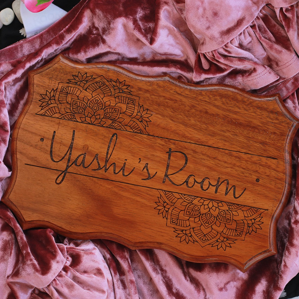 Wooden Name Sign for Bedroom Door - Personalized Wood Sign Engraved With Name by Woodgeek Store