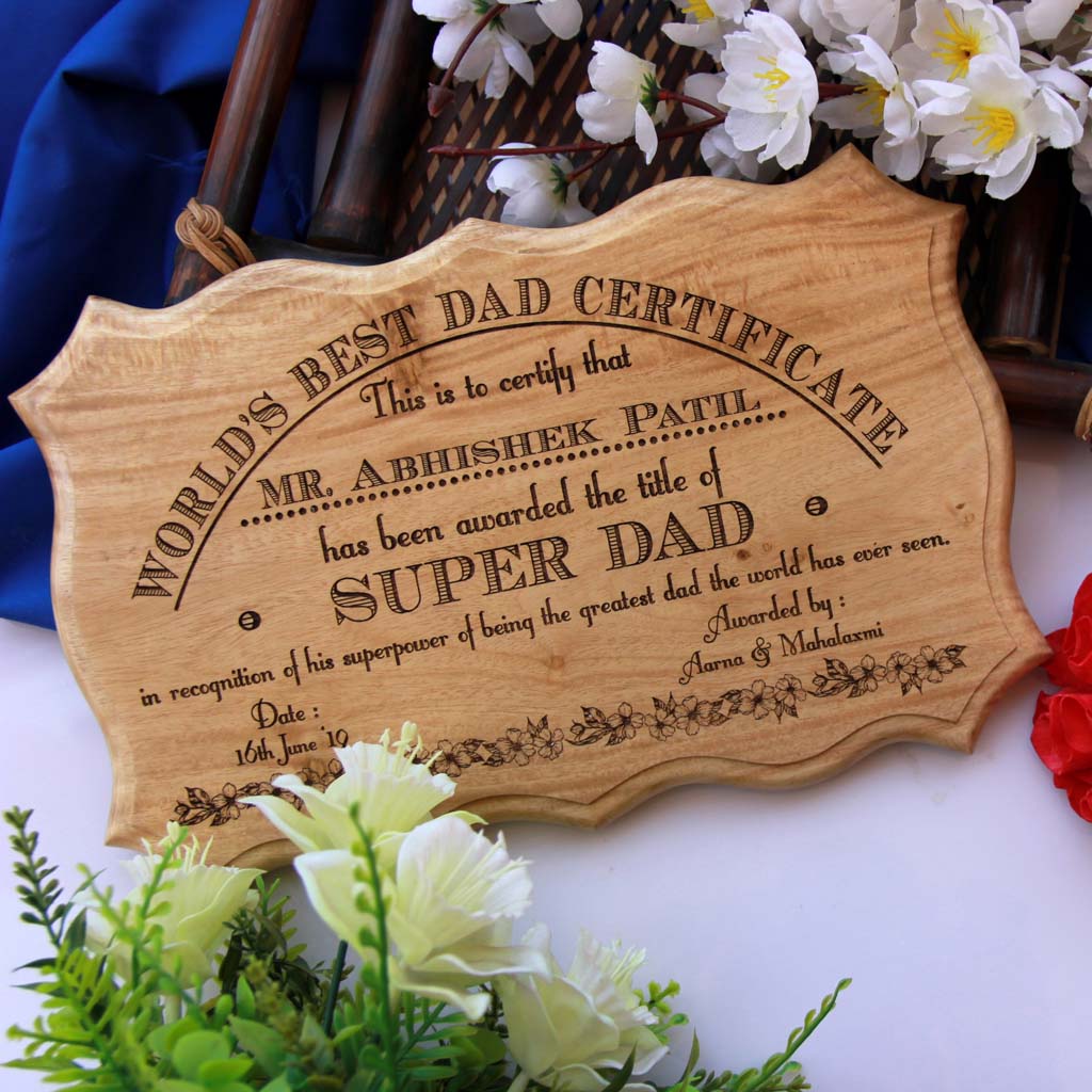 World's Best Dad Award Certificate Makes The Best Gifts For Dad. Looking for birthday gifts for dad? This Personalised Gift Is The Best Gift For Father.