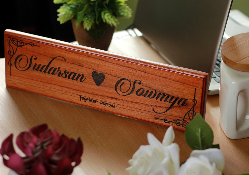 Personalized Wooden Sign for  Couples - Gifts for Newly Weds & Couples - Wooden nameplates by Woodgeek Store