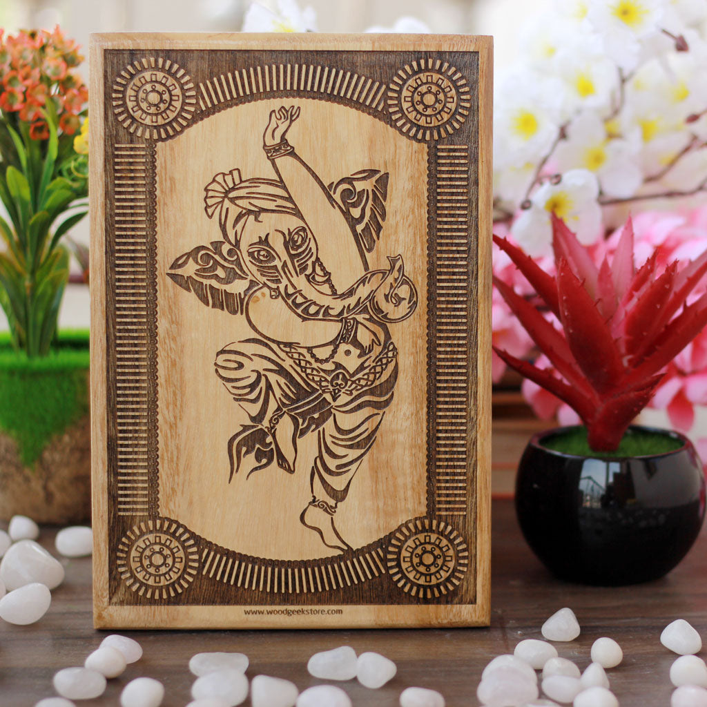 Wooden Ganesha Poster-Wooden Gifts-Best Diwali Gifts-Wooden Poster-Auspicious Diwali Gifts-Woodgeek Store