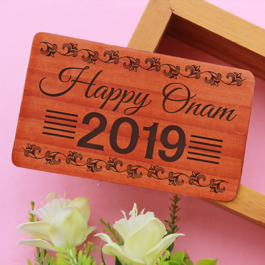 Wooden Greeting Cards For Onam. These Personalized Cards Of Wood Are Great Onam Gift Ideas. Send Onam Wishes And Greetings With These Wooden Cards Online. Shop More Onam Gifts From Woodgeek Store.