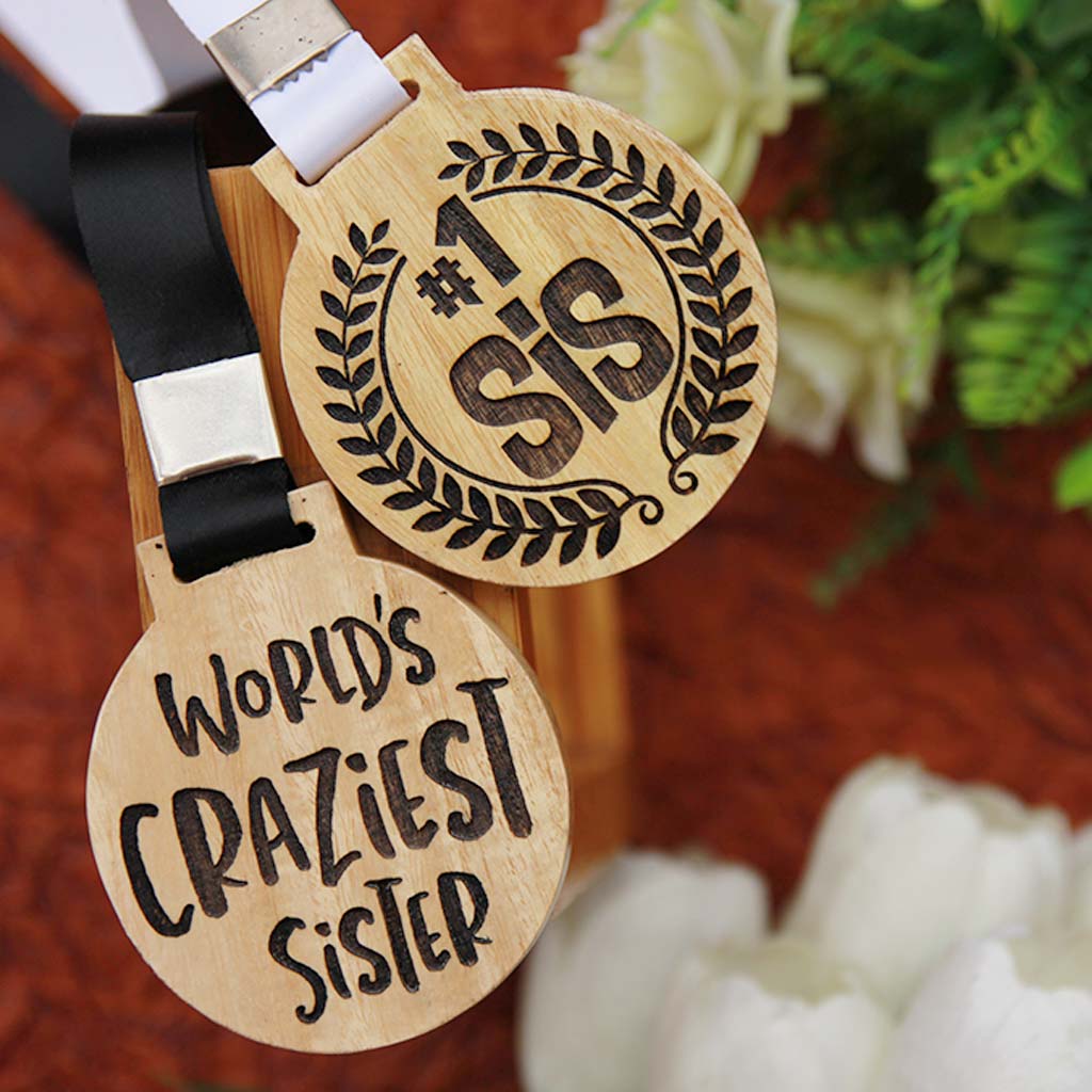 #1 Bro Wooden Medal & Soul Sisters Wooden Medal. These Engraved Medals Make The Best Raksha Bandhan Special Gifts For Brothers And Sisters. Buy More Amazing Rakhi Gift Items From The Woodgeek Store.