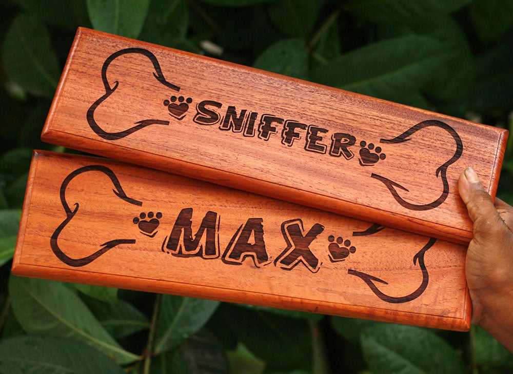 Personalized Dog House Sign - Wooden Pet Name Signs - Custom Wood Dog Signs - Pet Name Signs - Wood Carved Signs - Home Decor Accessories - Woodgeek Store