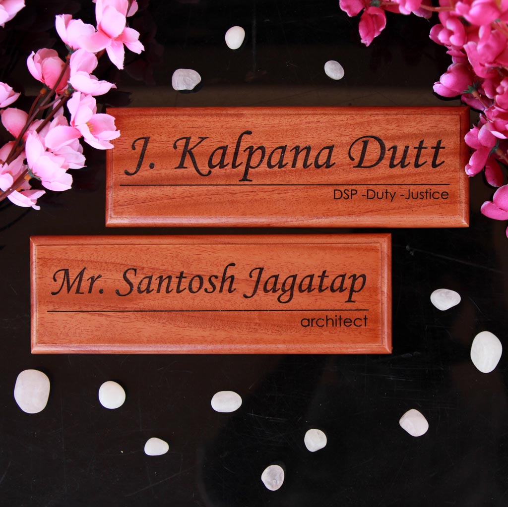 Personalized Wooden Nameplate For Office With Designation - These door name plates make professional gifts for boss - These office name plates are perfect for enhancing work desk decor