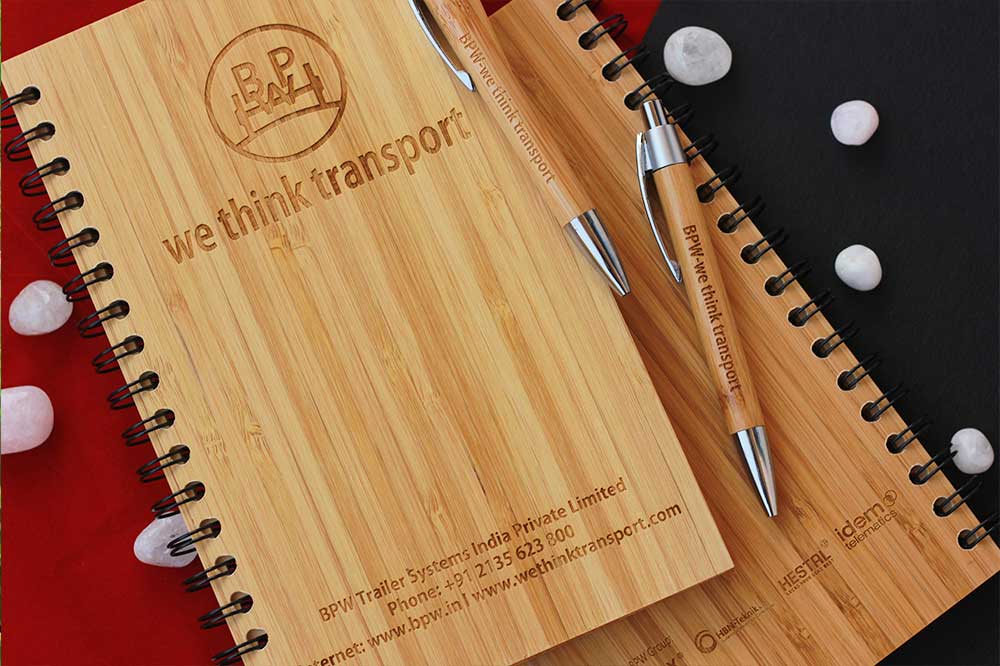 Custom Notebooks Engraved With Company Name & Logo for BPW Transport. Best Personalized Corporate Gifts for Employees and Promotional Gift for Clients