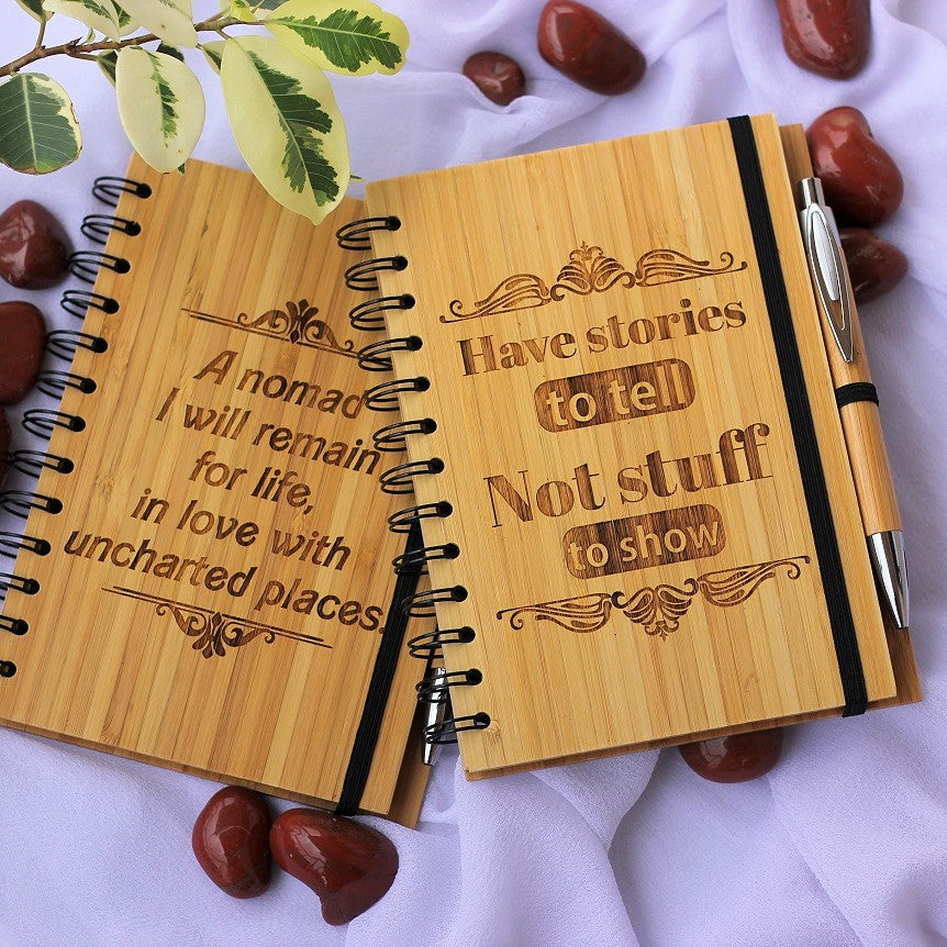 Custom Wooden Notebooks As Personalized Corporate Gifts For Banjara Ventures Pvt. Ltd. Best Corporate Gifts for Employees and Promotional gifts for clients.
