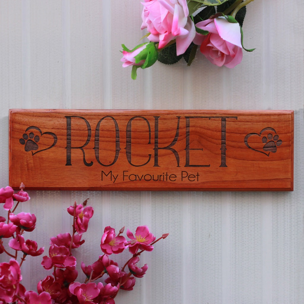 Personalized Carved Pet Name Plaques - Pet Signs - Custom Wood Dog Name Signs by Woodgeek Store