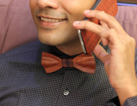 Wooden bow tie with wooden phone case Woodgeek store