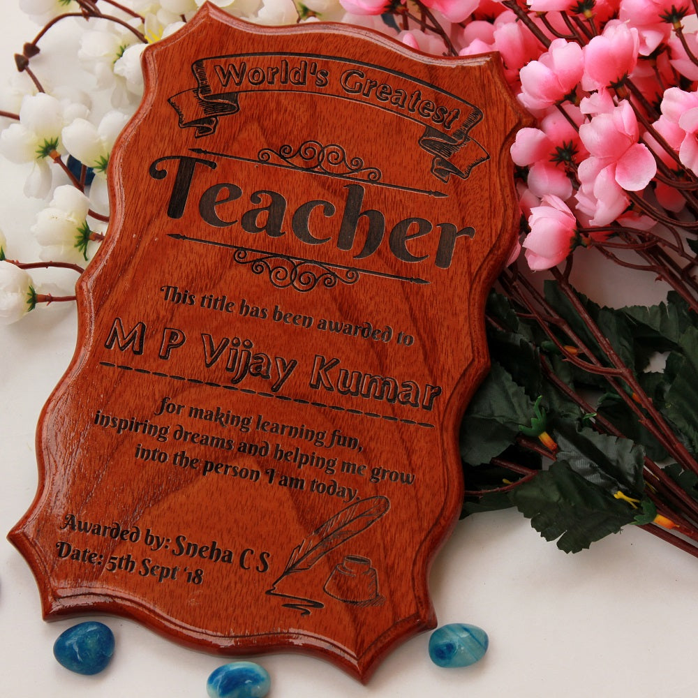 World's Greatest Teacher Certificate of Appreciation - Best Teacher Gifts - Thank You Teacher Gifts - Teacher's Day Gifts in India